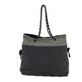 Chanel Matelasse Chain COCO Mark Tote Bag Canvas Gray CC Auth ac2943