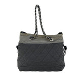 Chanel Matelasse Chain COCO Mark Tote Bag Canvas Gray CC Auth ac2943