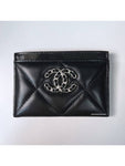 19 Logo Chain Quilted Lambskin Card Wallet Black Chanel