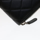 Chanel Long Wallet Lamb Skin Black CC Auth am4587