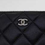 Chanel Long Wallet Lamb Skin Black CC Auth am4587
