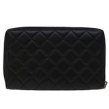Chanel Long Wallet Lamb Skin Black CC Auth am4587
