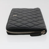 Chanel Long Wallet Lamb Skin Black CC Auth am4587