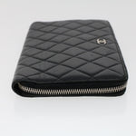 Chanel Long Wallet Lamb Skin Black CC Auth am4587