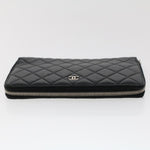 Chanel Long Wallet Lamb Skin Black CC Auth am4587