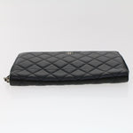 Chanel Long Wallet Lamb Skin Black CC Auth am4587