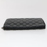 Chanel Long Wallet Lamb Skin Black CC Auth am4587