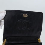 Chanel Matelasse Chain Shoulder Bag Satin Black CC Auth am6152A