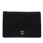 Chanel Matelasse Chain Shoulder Bag Satin Black CC Auth am6152A