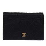 Chanel Matelasse Chain Shoulder Bag Satin Black CC Auth am6152A