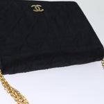 Chanel Matelasse Chain Shoulder Bag Satin Black CC Auth am6152A