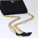 Chanel Matelasse Chain Shoulder Bag Satin Black CC Auth am6152A