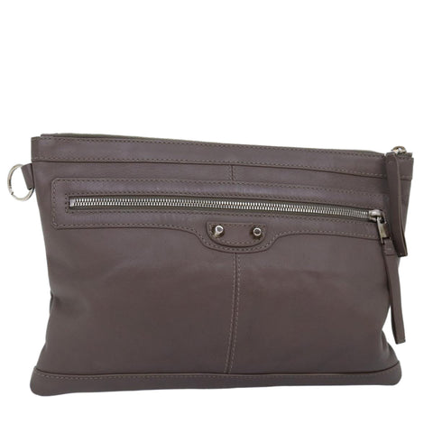balenciaga Clutch Bag Leather Gray 273022 Auth am6190