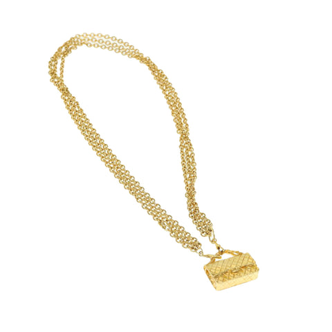 Chanel Matelasse Chain Necklace metal Gold Tone CC Auth ar11061