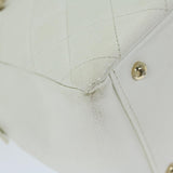 Chanel Matelasse Chain Shoulder Bag Caviar Skin White CC Auth ar11502