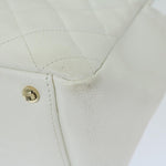 Chanel Matelasse Chain Shoulder Bag Caviar Skin White CC Auth ar11502