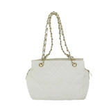 Chanel Matelasse Chain Shoulder Bag Caviar Skin White CC Auth ar11502