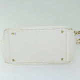 Chanel Matelasse Chain Shoulder Bag Caviar Skin White CC Auth ar11502