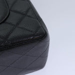 Chanel Matelasse 30 Turn Lock Chain Bag Caviar Skin Black CC Auth ar11992A