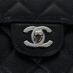 Chanel Matelasse 30 Turn Lock Chain Bag Caviar Skin Black CC Auth ar11992A