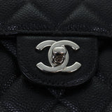 Chanel Matelasse 30 Turn Lock Chain Bag Caviar Skin Black CC Auth ar11992A