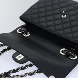 Chanel Matelasse 30 Turn Lock Chain Bag Caviar Skin Black CC Auth ar11992A