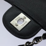 Chanel Matelasse 30 Turn Lock Chain Bag Caviar Skin Black CC Auth ar11992A