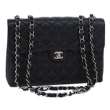 Chanel Matelasse 30 Turn Lock Chain Bag Caviar Skin Black CC Auth ar11992A