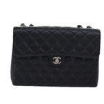 Chanel Matelasse 30 Turn Lock Chain Bag Caviar Skin Black CC Auth ar11992A