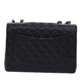 Chanel Matelasse 30 Turn Lock Chain Bag Caviar Skin Black CC Auth ar11992A