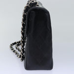 Chanel Matelasse 30 Turn Lock Chain Bag Caviar Skin Black CC Auth ar11992A