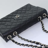 Chanel Matelasse 30 Turn Lock Chain Bag Caviar Skin Black CC Auth ar11992A