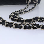 Chanel Matelasse 30 Turn Lock Chain Bag Caviar Skin Black CC Auth ar11992A