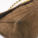 Chanel Matelasse 30 Double Chain New Shoulder Bag Suede Brown CC Auth ar4582