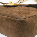 Chanel Matelasse 30 Double Chain New Shoulder Bag Suede Brown CC Auth ar4582