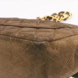 Chanel Matelasse 30 Double Chain New Shoulder Bag Suede Brown CC Auth ar4582