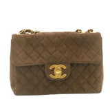 Chanel Matelasse 30 Double Chain New Shoulder Bag Suede Brown CC Auth ar4582