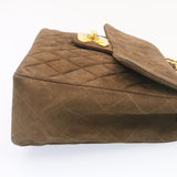 Chanel Matelasse 30 Double Chain New Shoulder Bag Suede Brown CC Auth ar4582