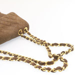 Chanel Matelasse 30 Double Chain New Shoulder Bag Suede Brown CC Auth ar4582