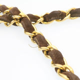 Chanel Matelasse 30 Double Chain New Shoulder Bag Suede Brown CC Auth ar4582