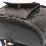 Chanel Matelasse Backpack Leather Black Gold Tone CC Auth ar4662A