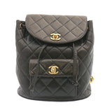Chanel Matelasse Backpack Leather Black Gold Tone CC Auth ar4662A