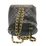Chanel Matelasse Backpack Leather Black Gold Tone CC Auth ar4662A