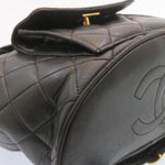 Chanel Matelasse Backpack Leather Black Gold Tone CC Auth ar4662A