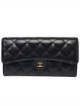 AP0241 Caviar Skin Gold Logo Classic Flap Long Wallet Chanel