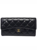 AP0241 Caviar Skin Gold Logo Classic Flap Long Wallet Chanel