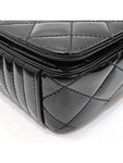 A92796 Black Patent Chevron COCO Boy Silver Logo Chain Shoulder Bag Chanel