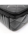 A92796 Black Patent Chevron COCO Boy Silver Logo Chain Shoulder Bag Chanel