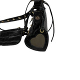 balenciaga - XS Shoulder Bag Crocodile Embossed Black Studded Shoulder Bag NEW
