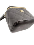 AP1340 Black Caviar Skin Vanity Gold Mini Chain Cross Bag Chanel